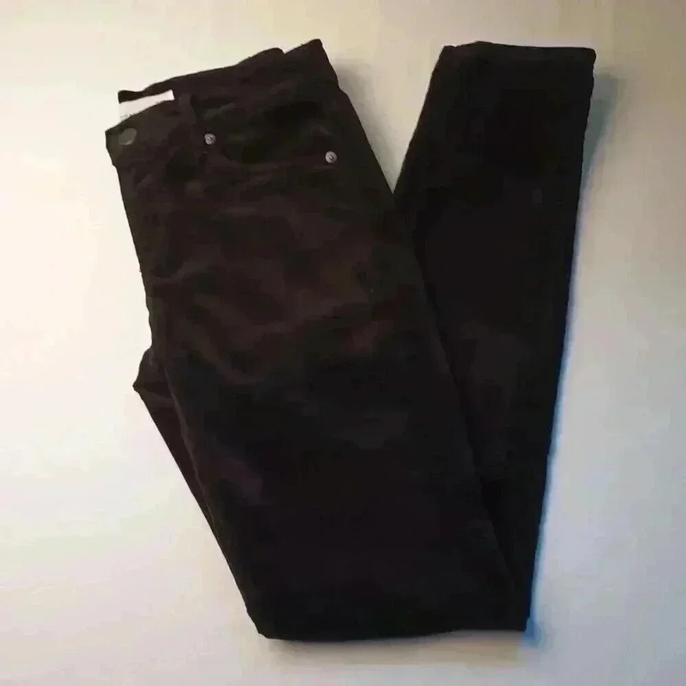 LOFT Womens Mid Rise Modern Skinny Velvet Jeans Size 25/0 Black Stretch Classic